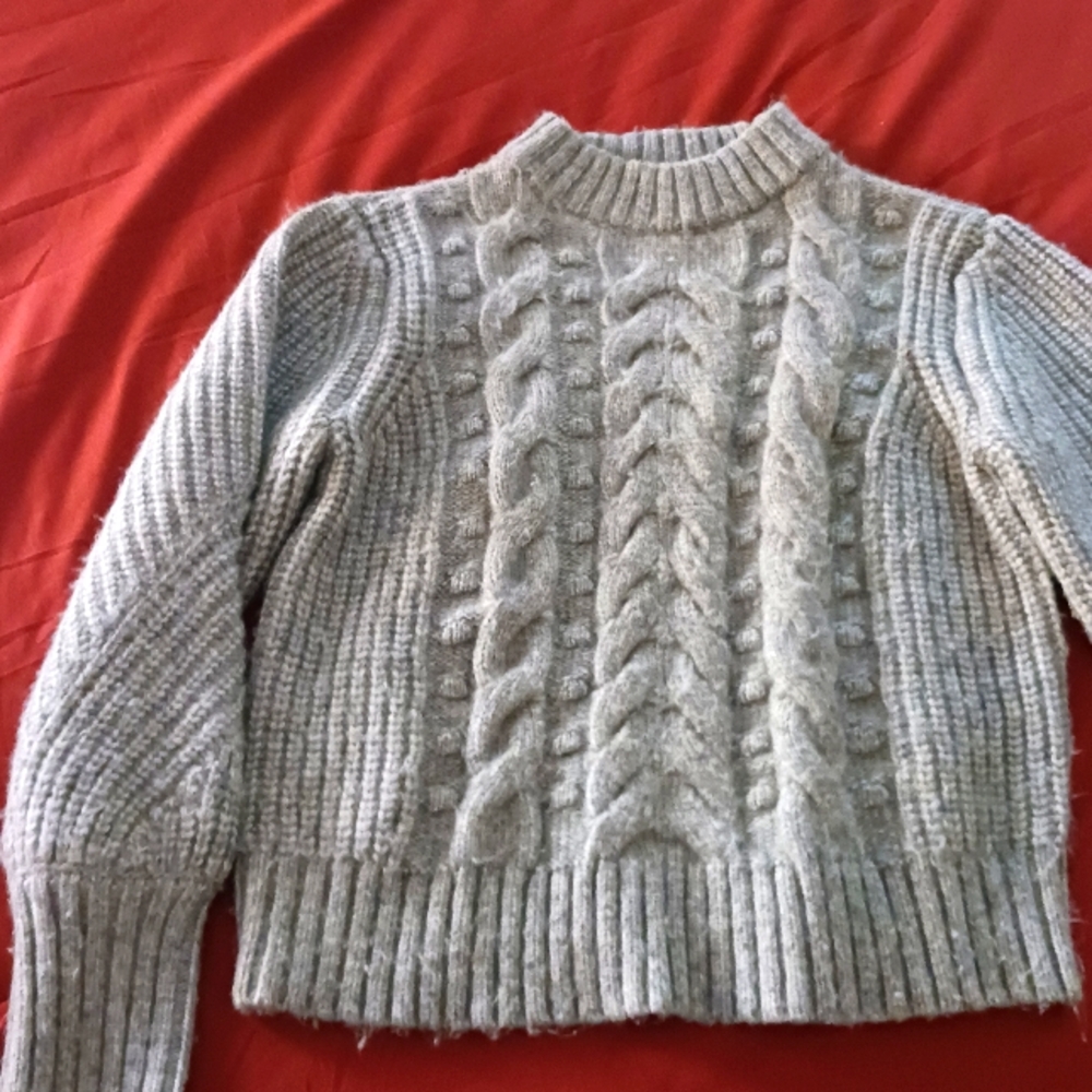 A.new.day. @Target, heather grey, fuzzy cable knit, XS sweater